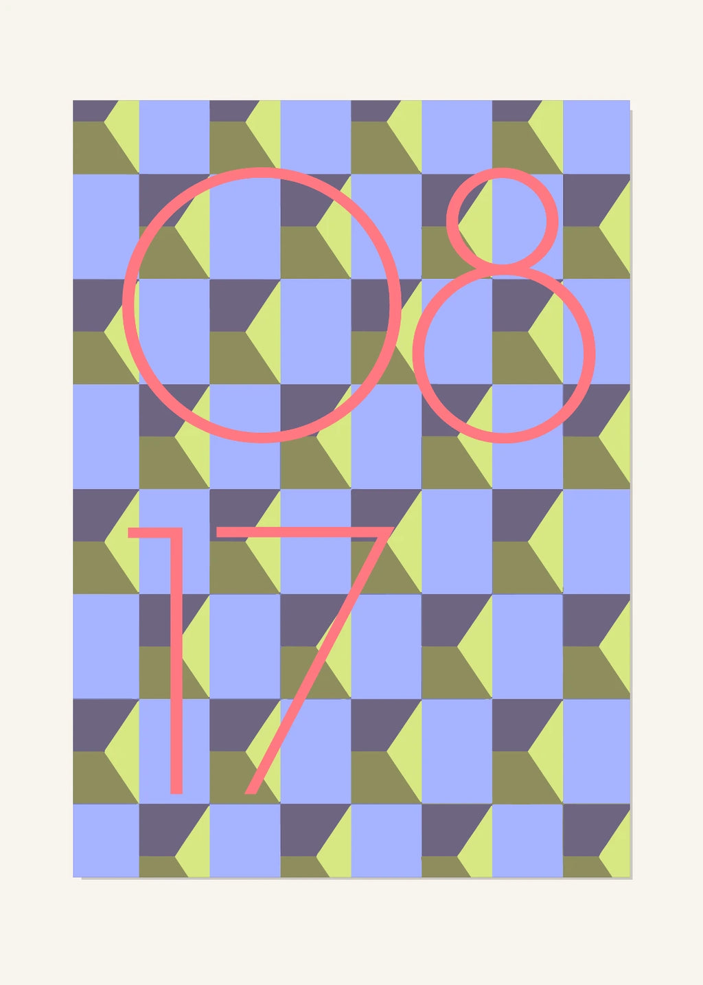 August 17 DAYMARK Poster — Coral Facets — clean