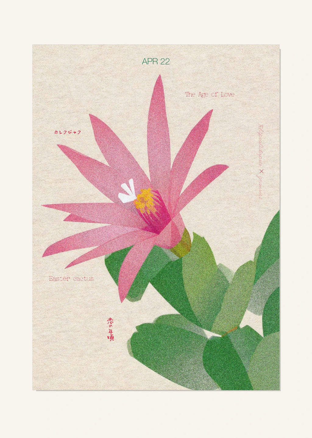 April 22 Birth Flower Poster — Easter Cactus — clean