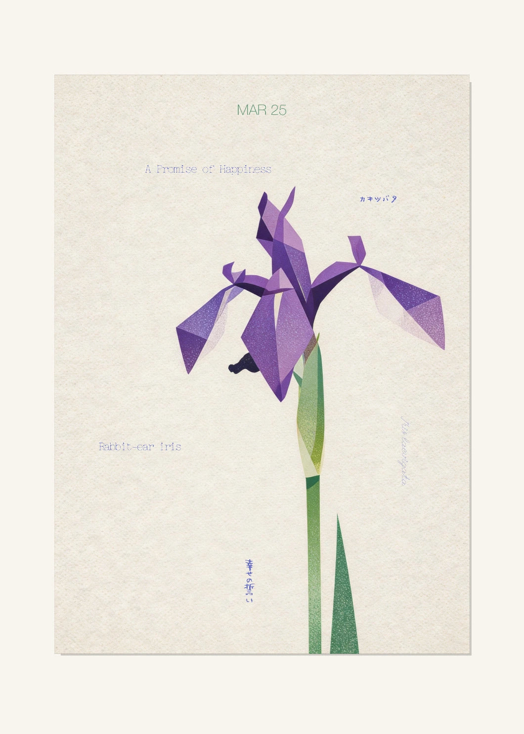 March 25 Birth Flower Poster — Rabbit-Ear Iris — clean