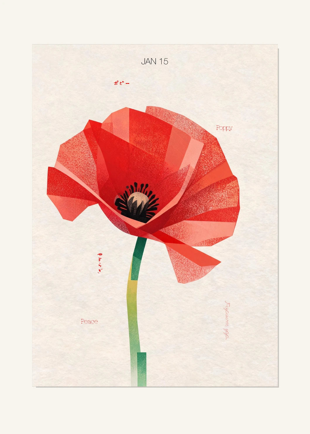 January 15 Birth Flower Poster — Poppy — clean