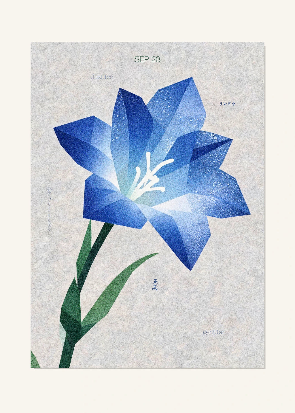 September 28 Birth Flower Poster — Japanese Gentian — clean