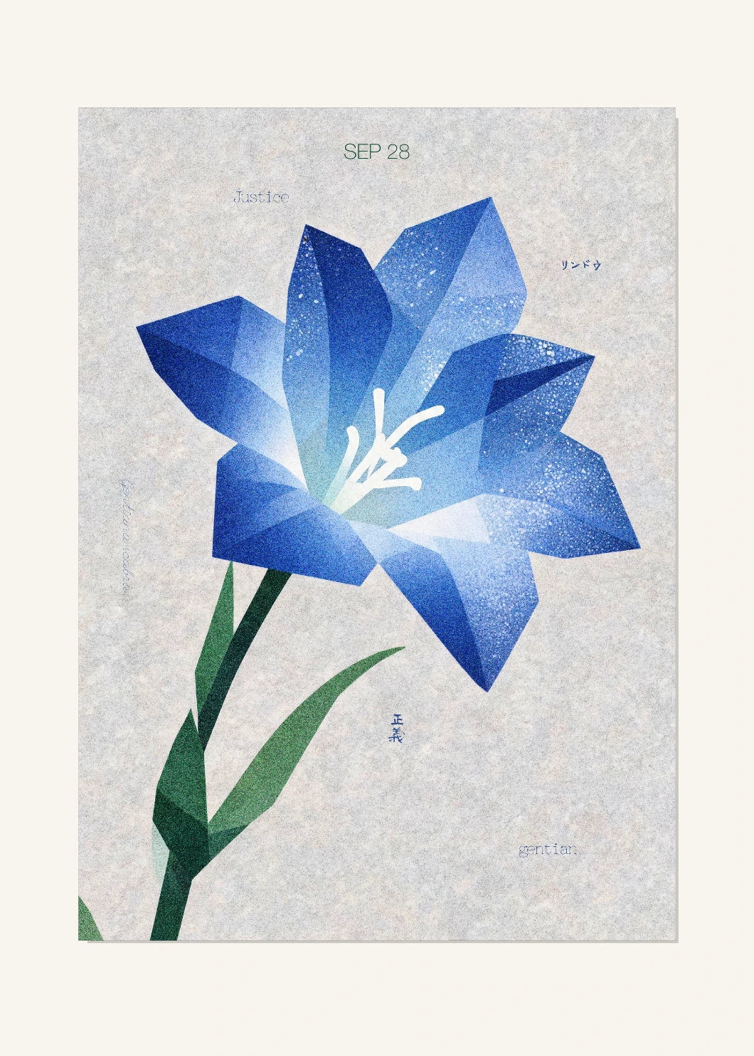 September 28 Birth Flower Poster — Japanese Gentian — clean