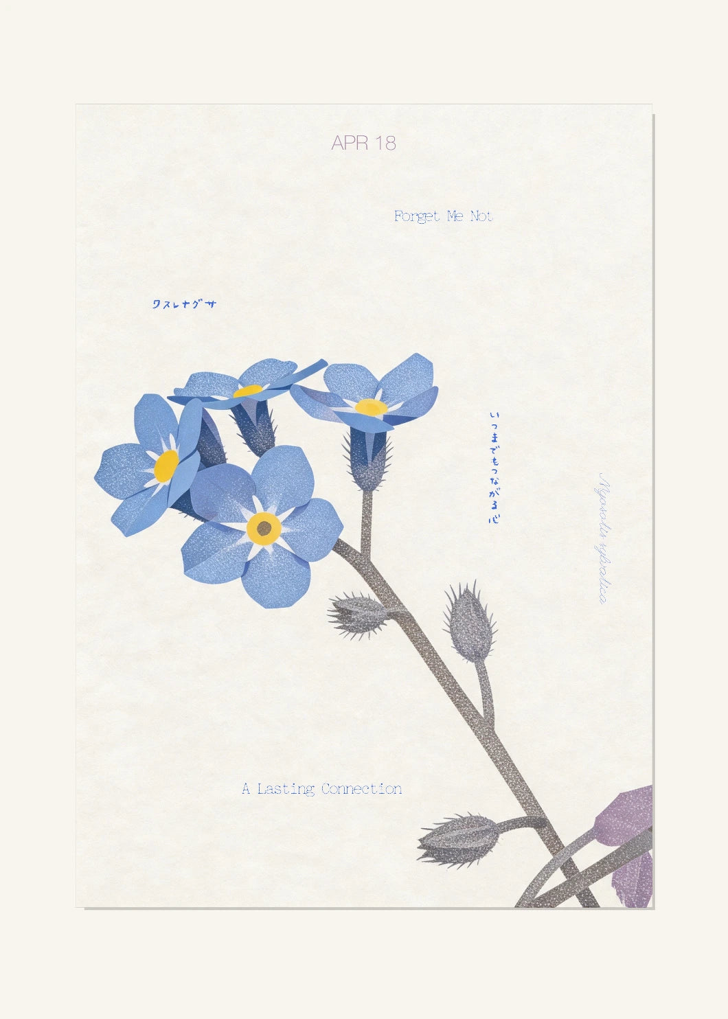 April 18 Birth Flower Poster — Forget-Me-Not — clean