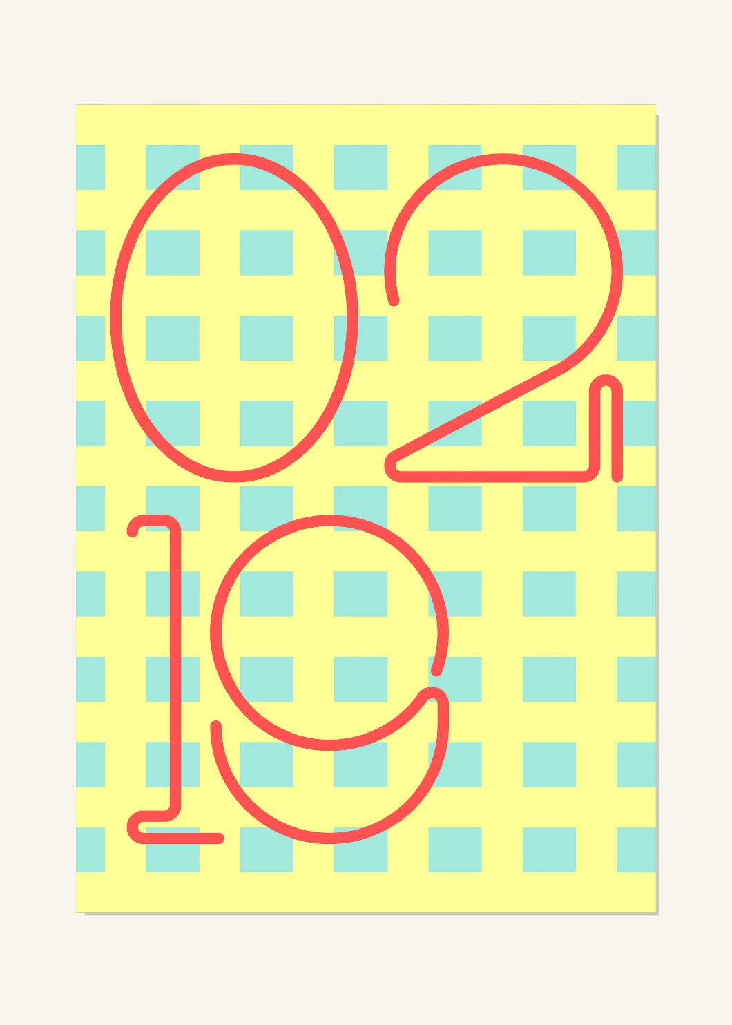 February 19 DAYMARK Poster — Coral Gridline — clean
