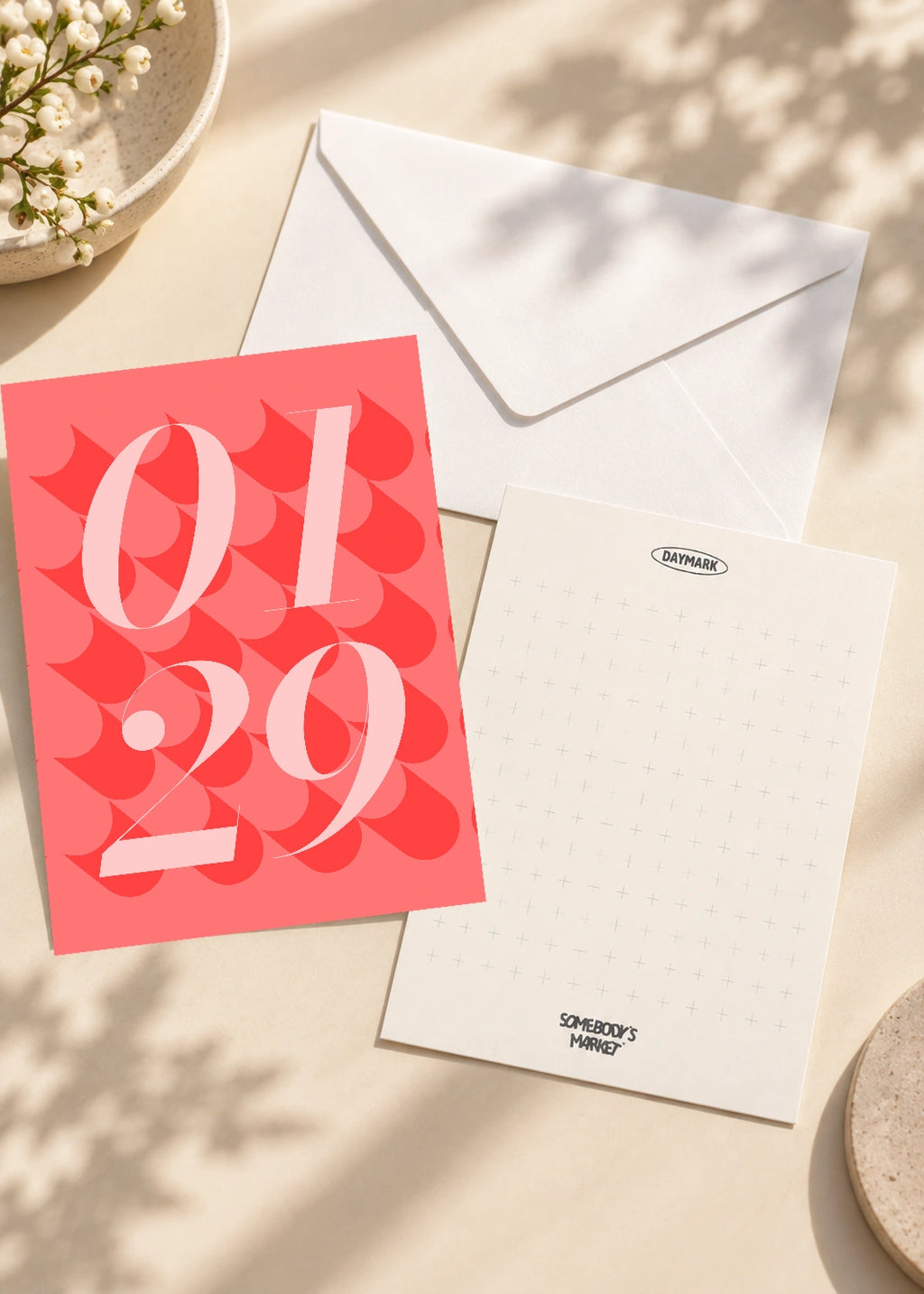 January 29 DAYMARK card — Coral Petals — scene 2