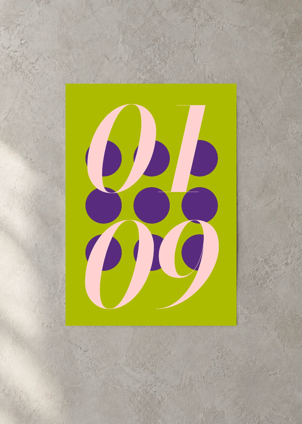 January 9 DAYMARK Poster — Violet Orbit — concrete wall