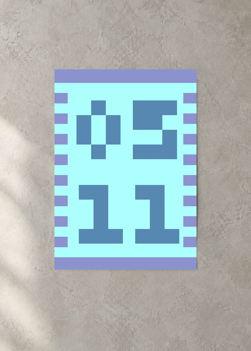 May 11 DAYMARK Poster — Cyan Frame — concrete wall