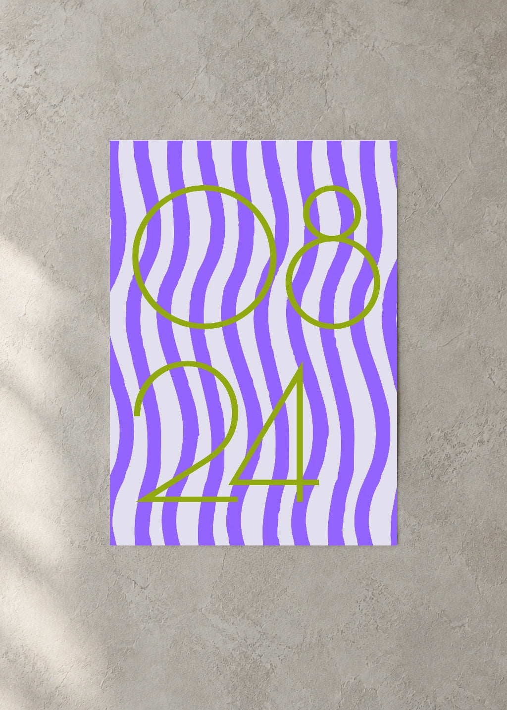 August 24 DAYMARK Poster — Olive Waves — concrete wall