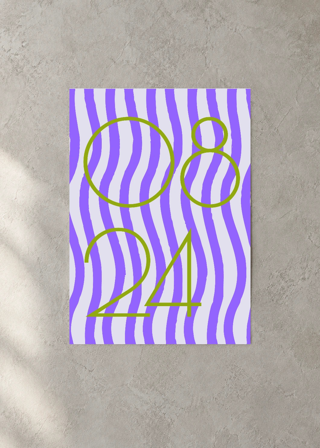 August 24 DAYMARK Poster — Olive Waves — concrete wall
