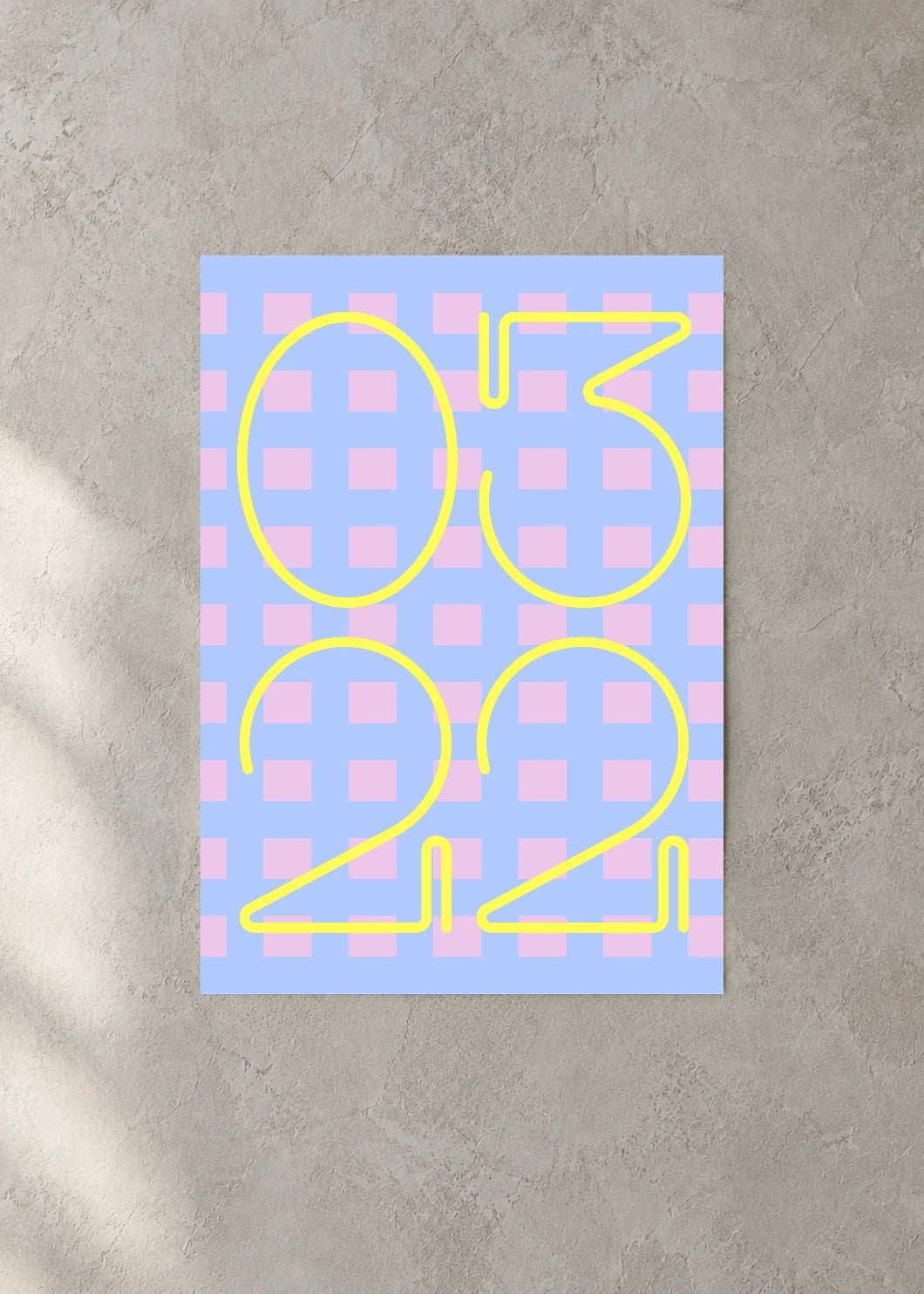 March 22 DAYMARK Poster — Yellow Lattice — concrete wall