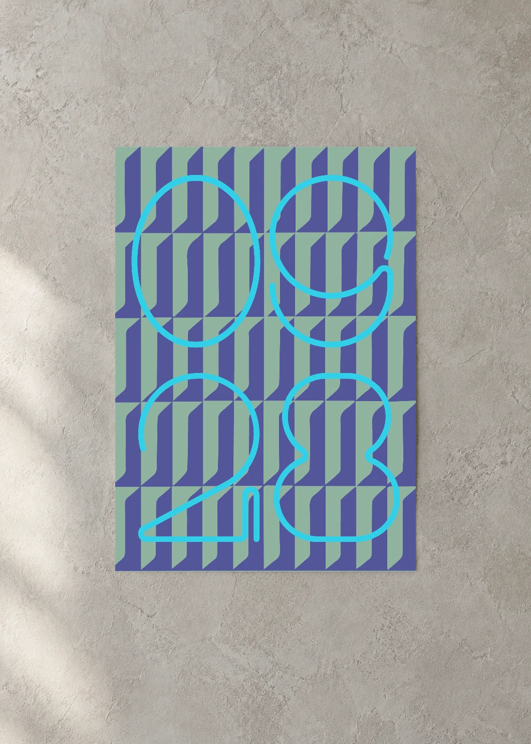 September 28 DAYMARK Poster — Cyan Echo — concrete wall