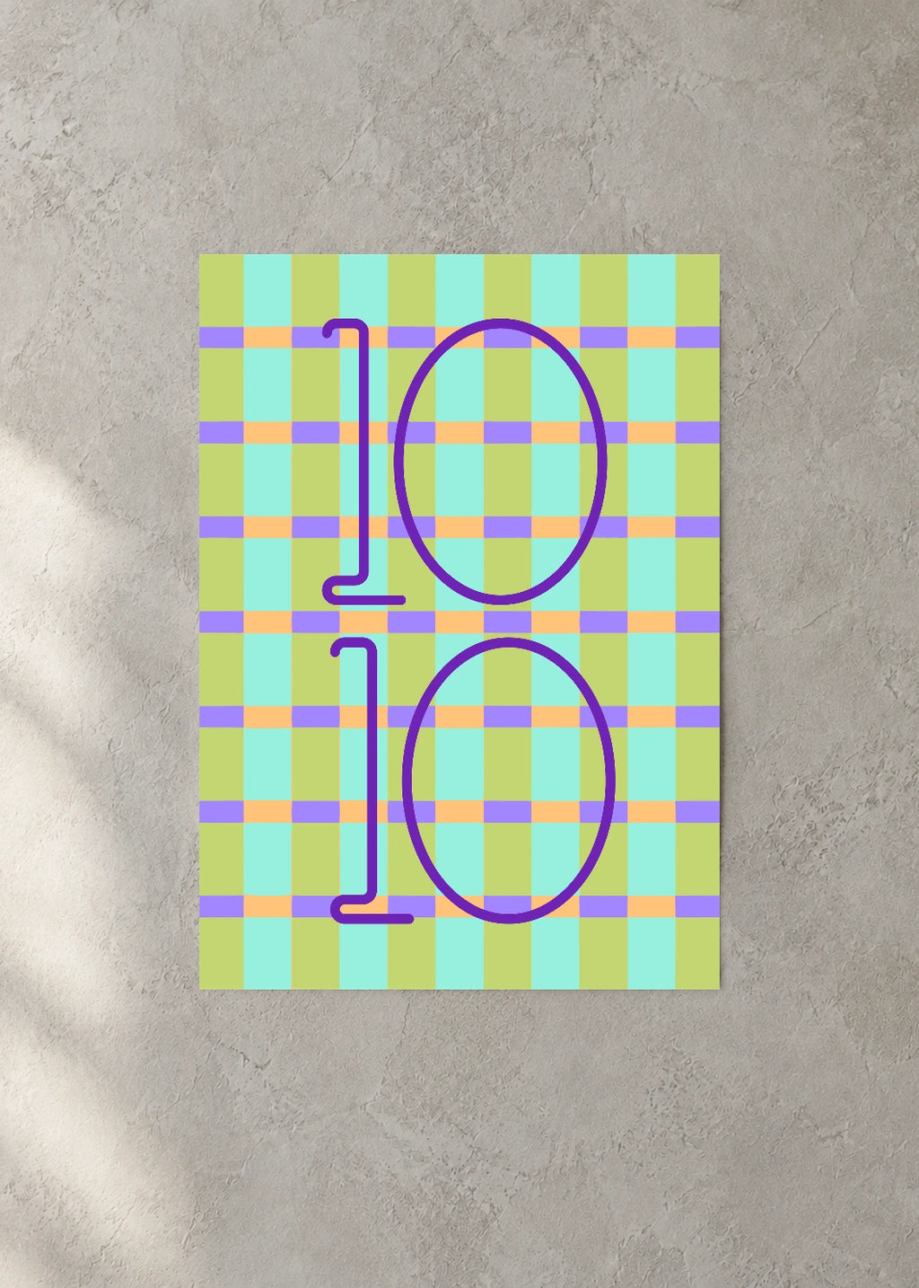 October 10 DAYMARK Poster — Purple Check — concrete wall