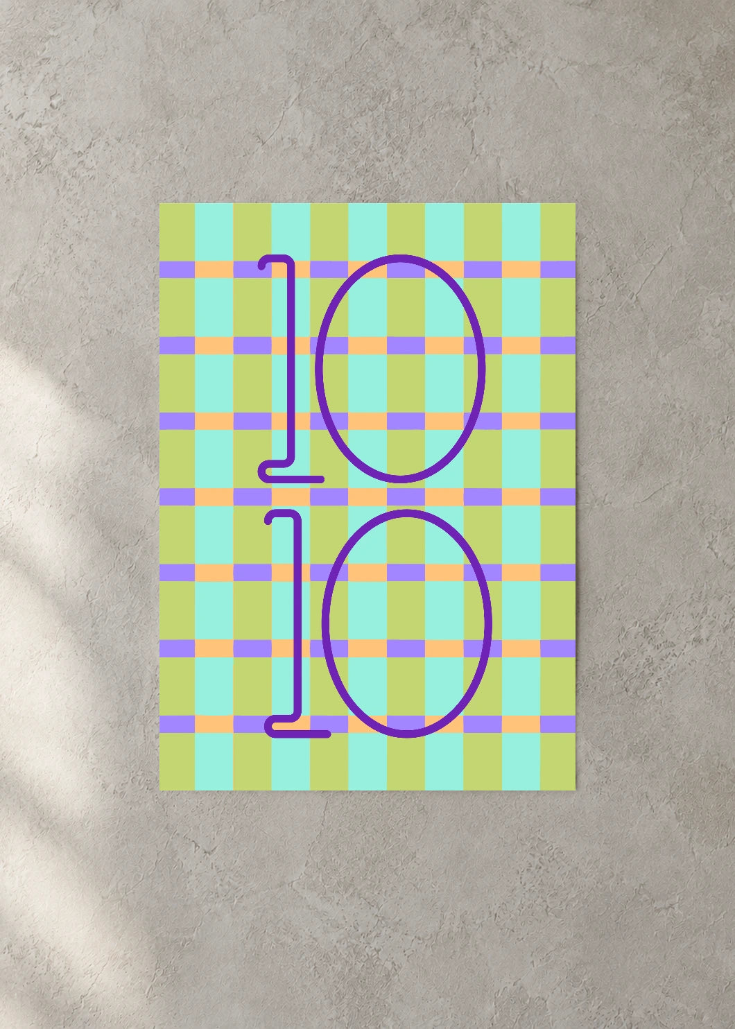 October 10 DAYMARK Poster — Purple Check — concrete wall