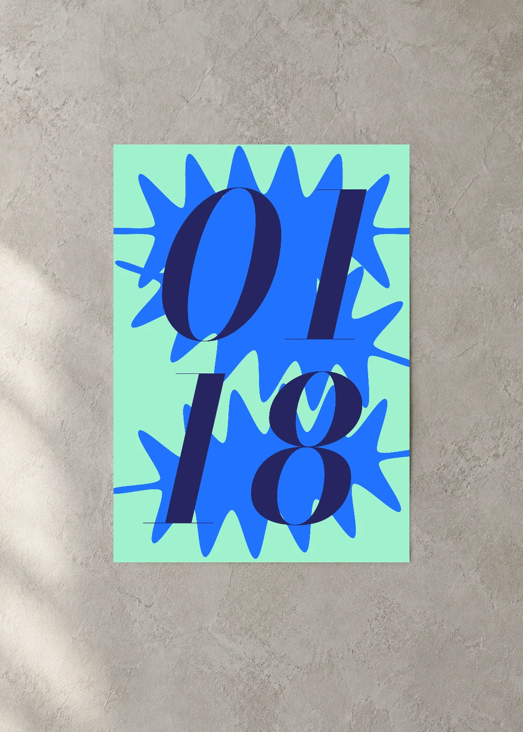 January 18 DAYMARK Poster — Cobalt Burst — concrete wall