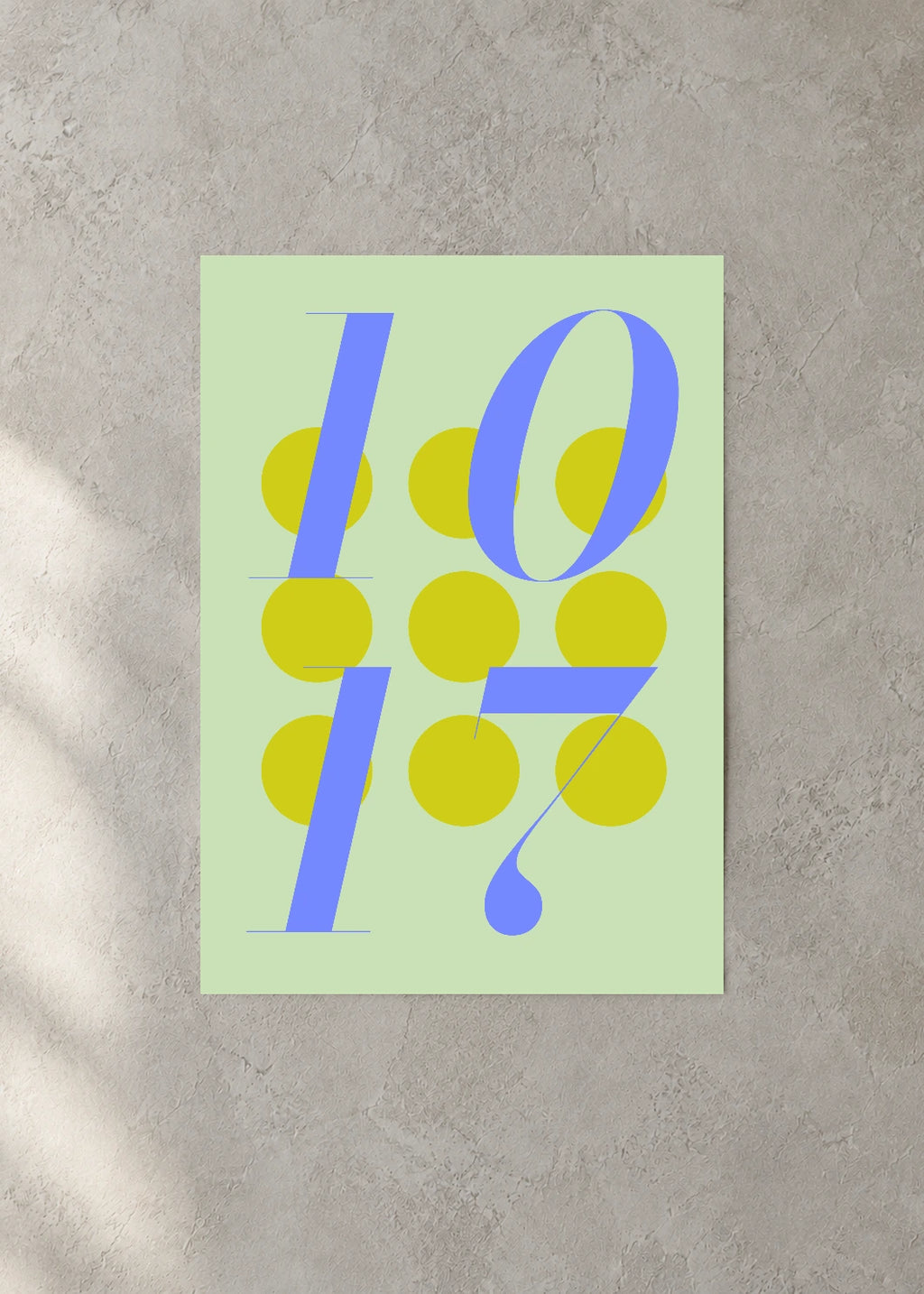 October 17 DAYMARK Poster — Cobalt Dots — concrete wall