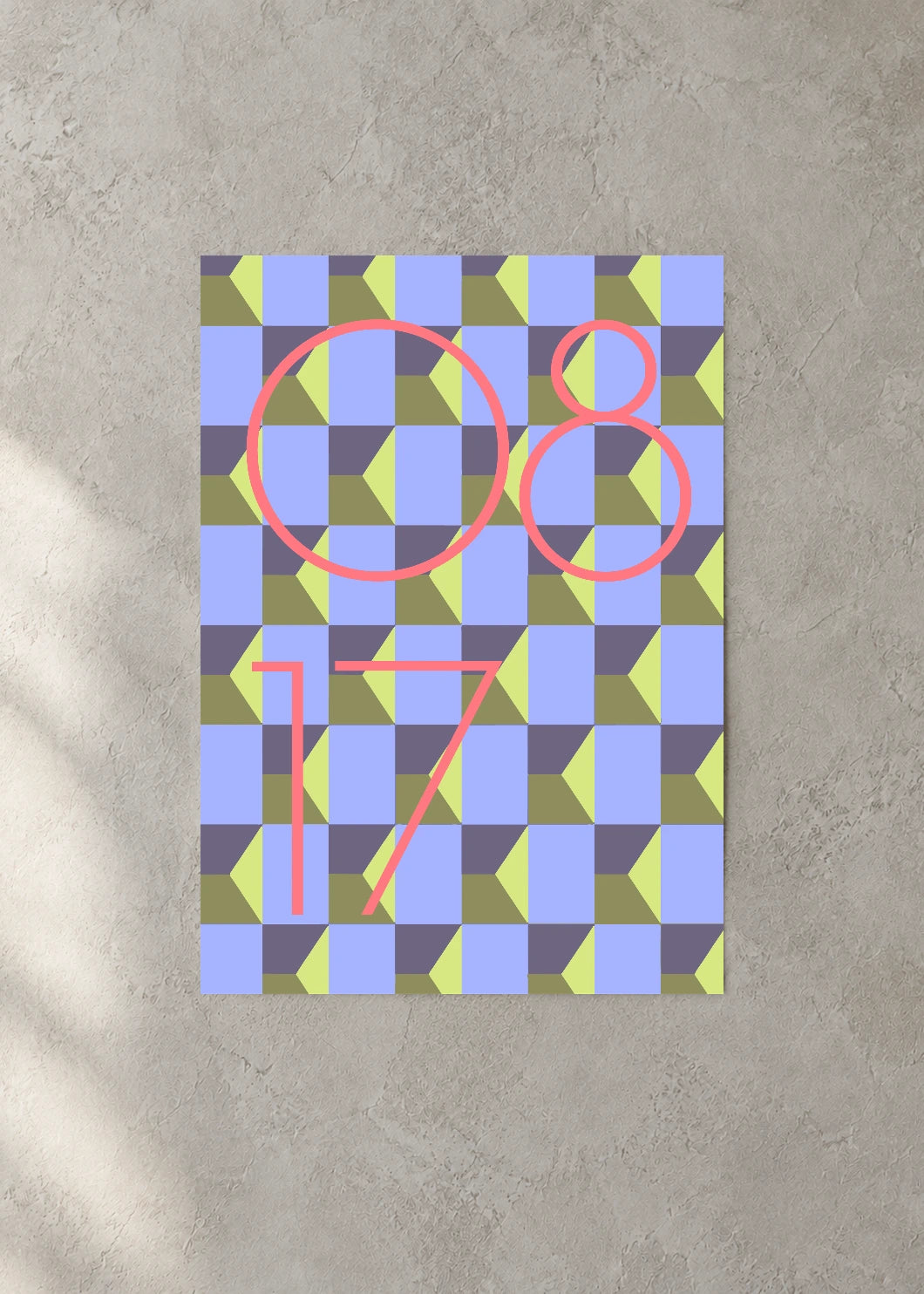 August 17 DAYMARK Poster — Coral Facets — concrete wall