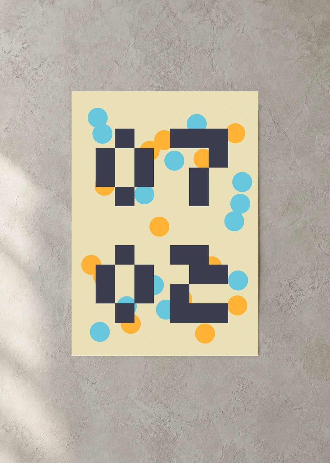 July 2 DAYMARK Poster — Orange Modules — concrete wall