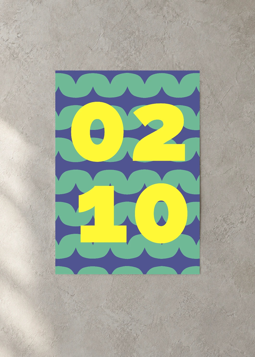 February 10 DAYMARK Poster — Lemon Waves — concrete wall