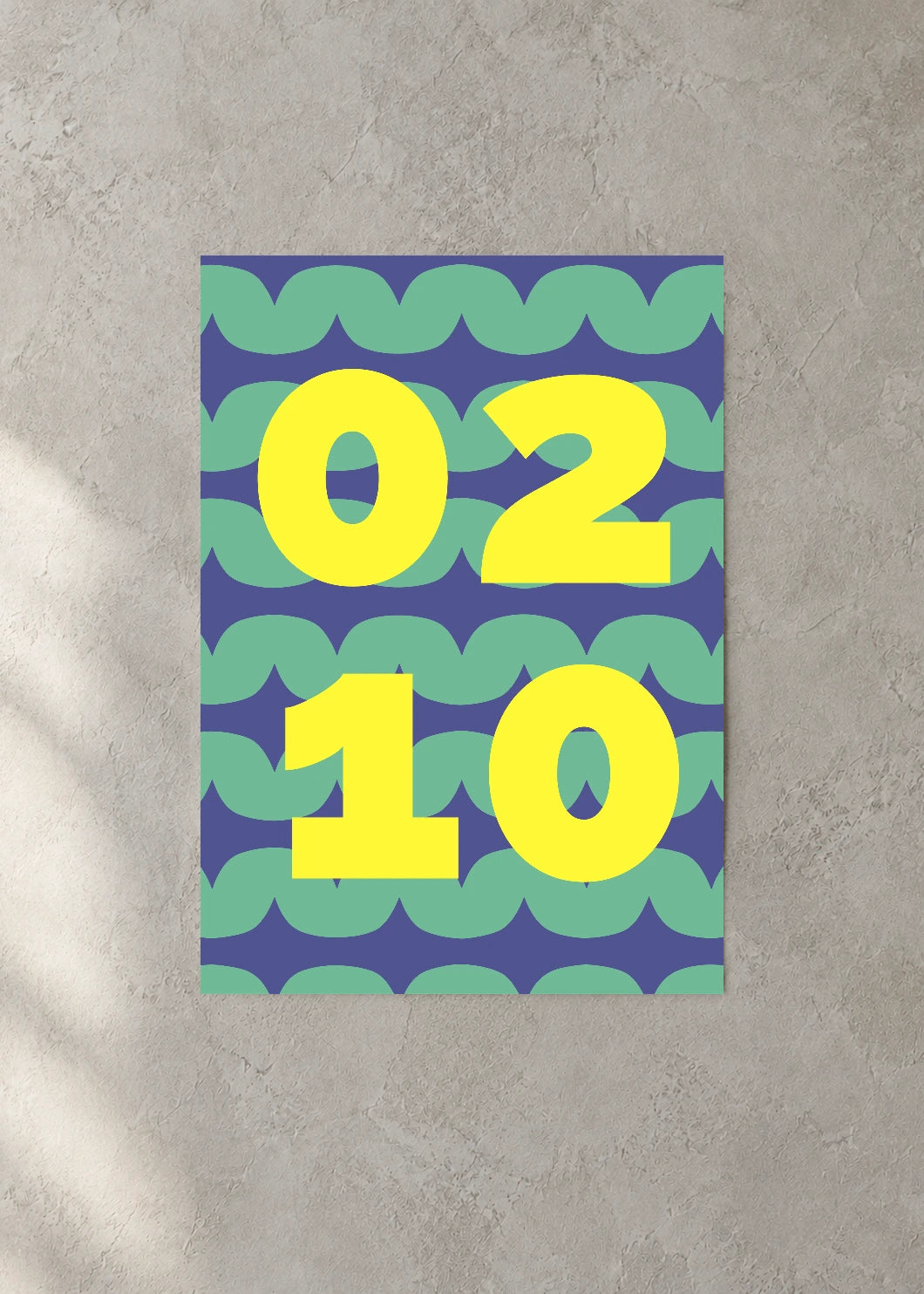 February 10 DAYMARK Poster — Lemon Waves — concrete wall