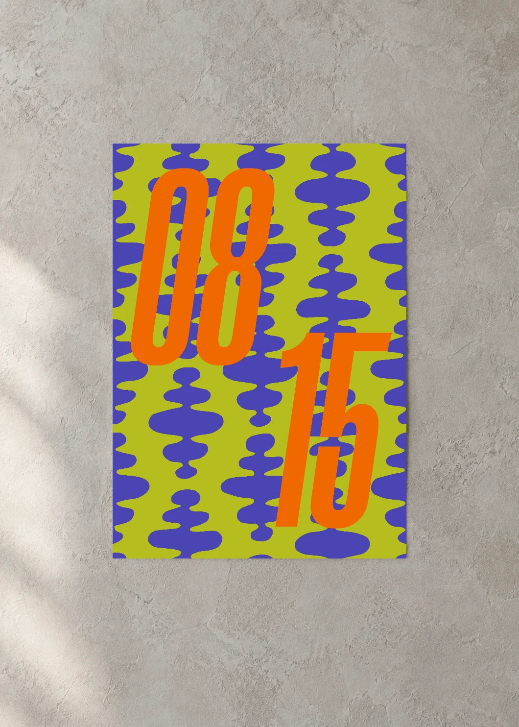 August 15 DAYMARK Poster — Orange Waves — concrete wall