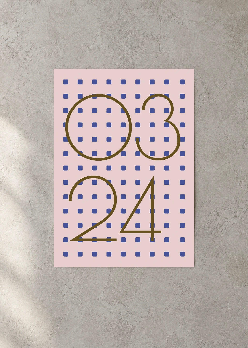 March 24 DAYMARK Poster — Brown Dots — concrete wall