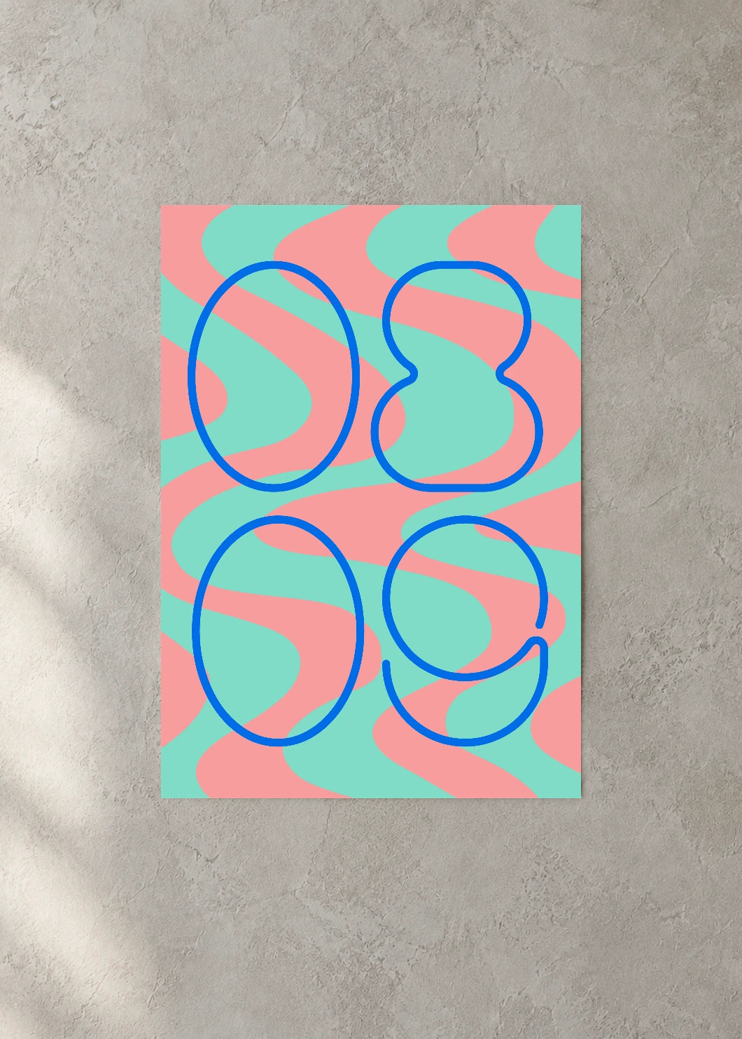 August 9 DAYMARK Poster — Blue Loops — concrete wall