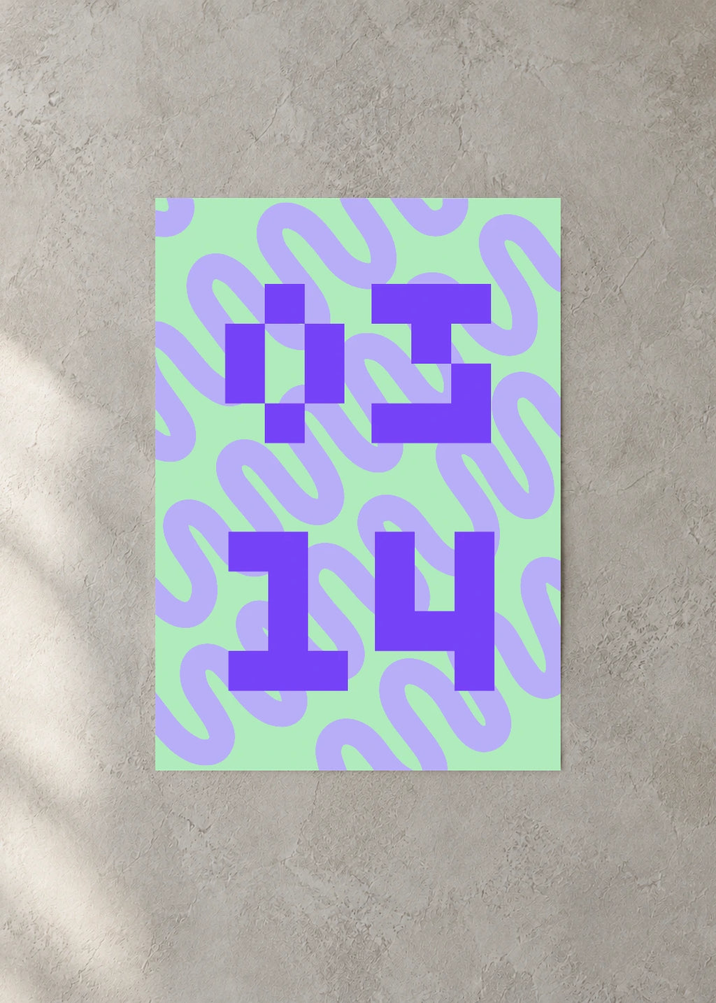 March 14 DAYMARK Poster — Violet Modules — concrete wall