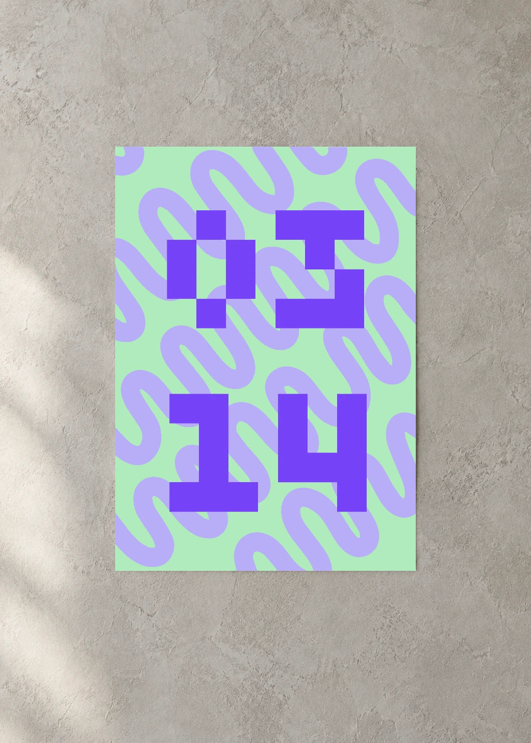 March 14 DAYMARK Poster — Violet Modules — concrete wall