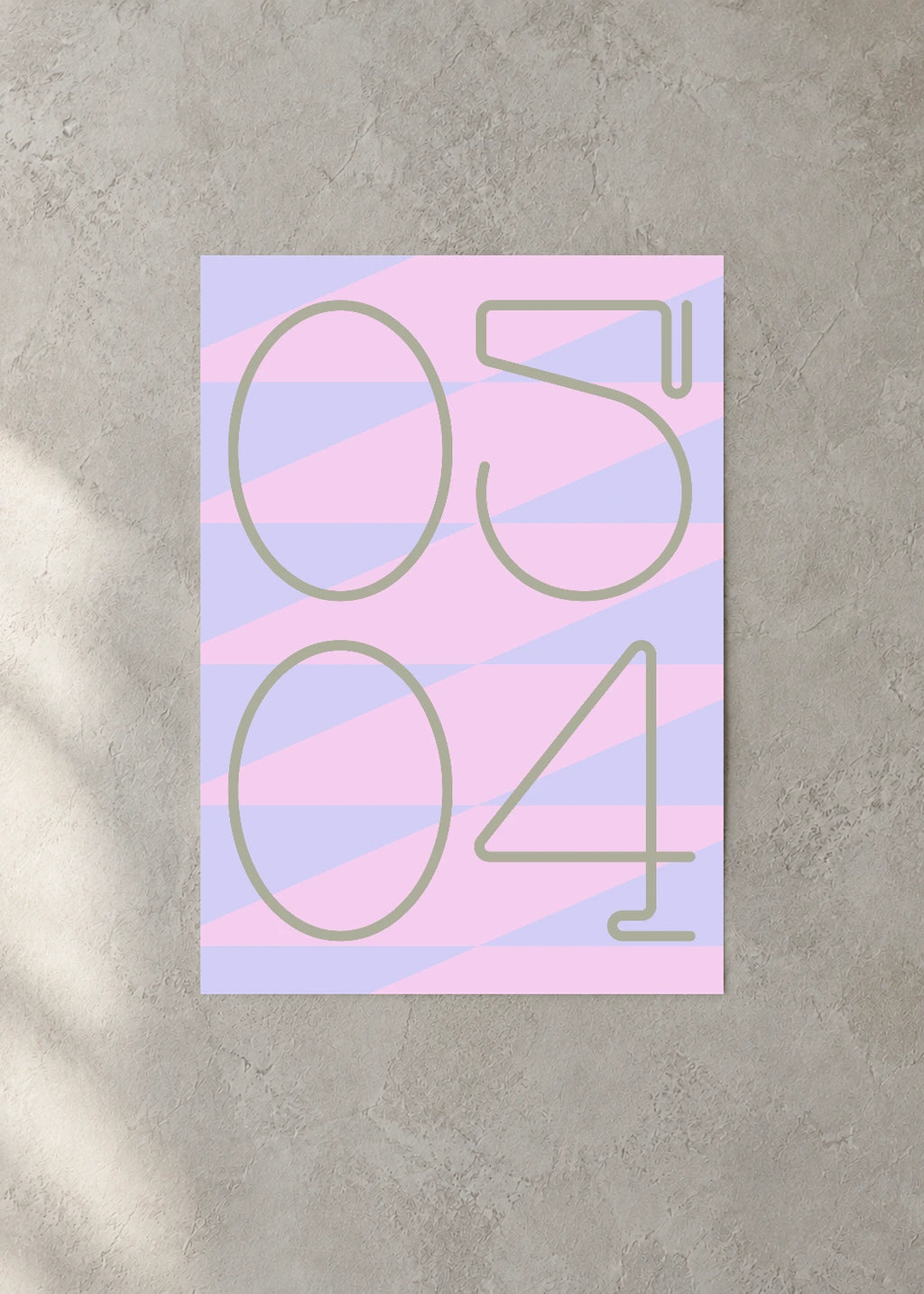May 4 DAYMARK Poster — Lavender Diagonals — concrete wall