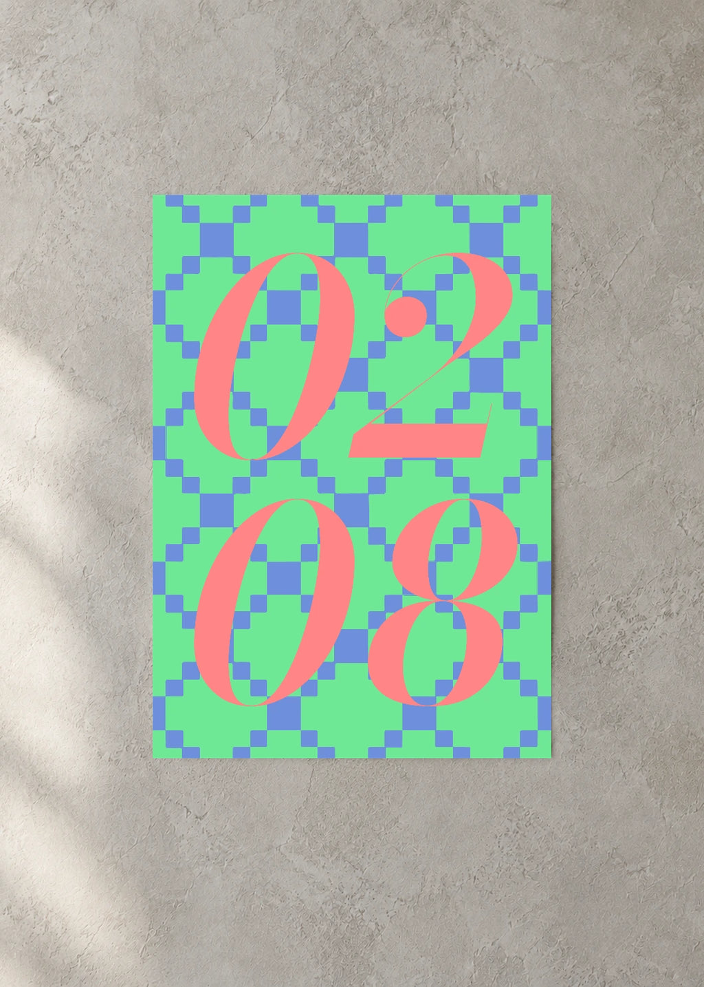 February 8 DAYMARK Poster — Pixel Bloom — concrete wall