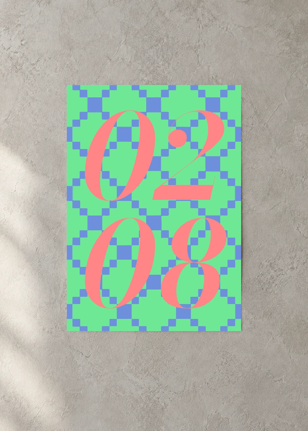 February 8 DAYMARK Poster — Pixel Bloom — concrete wall