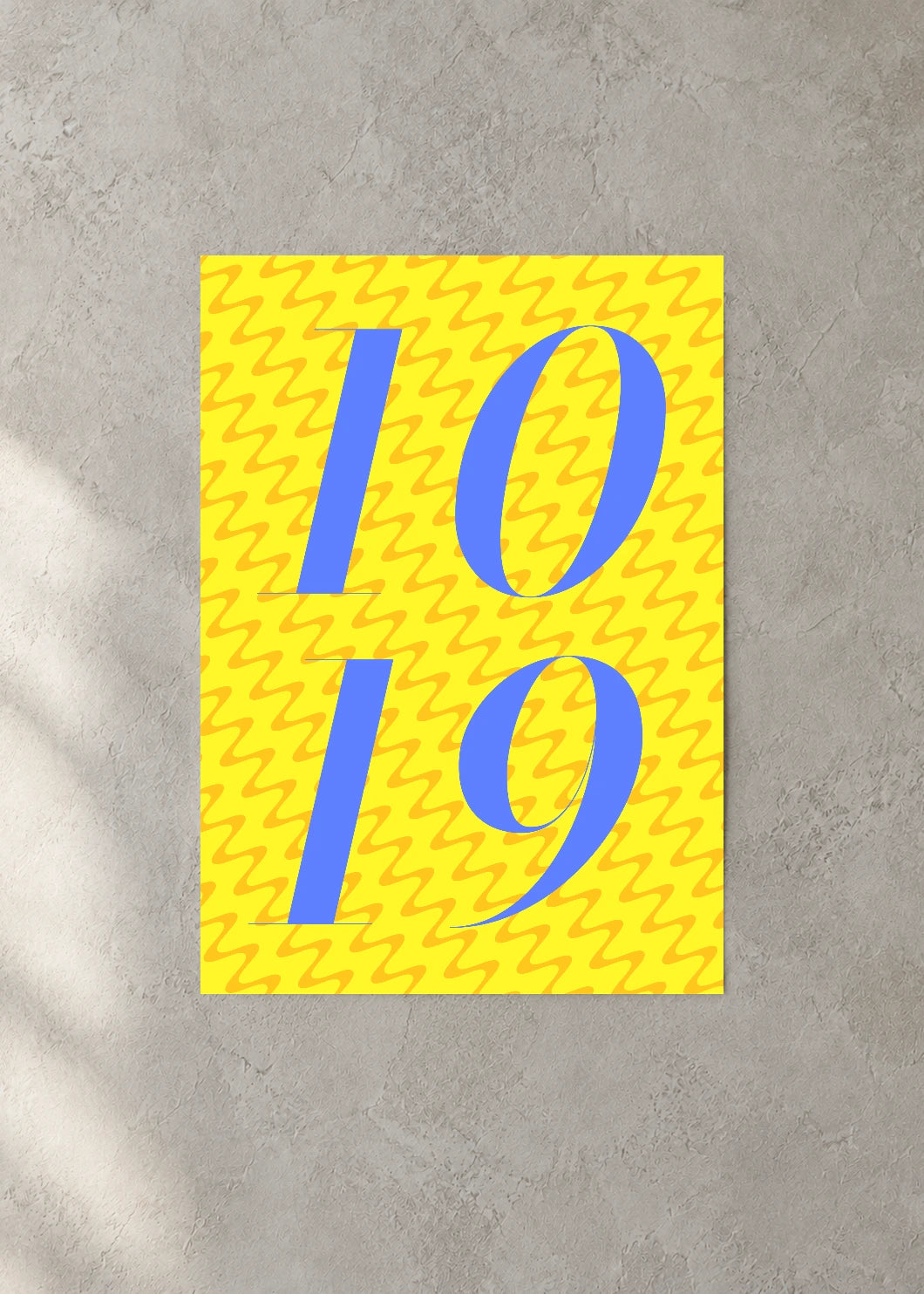 October 19 DAYMARK Poster — Blue Flash — concrete wall