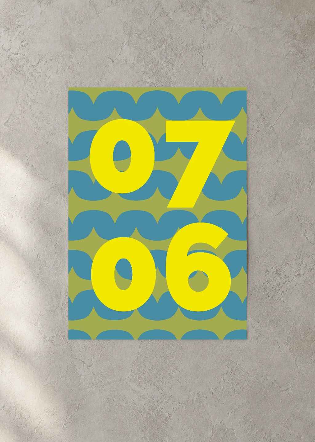 July 6 DAYMARK Poster — Yellow Waves — concrete wall