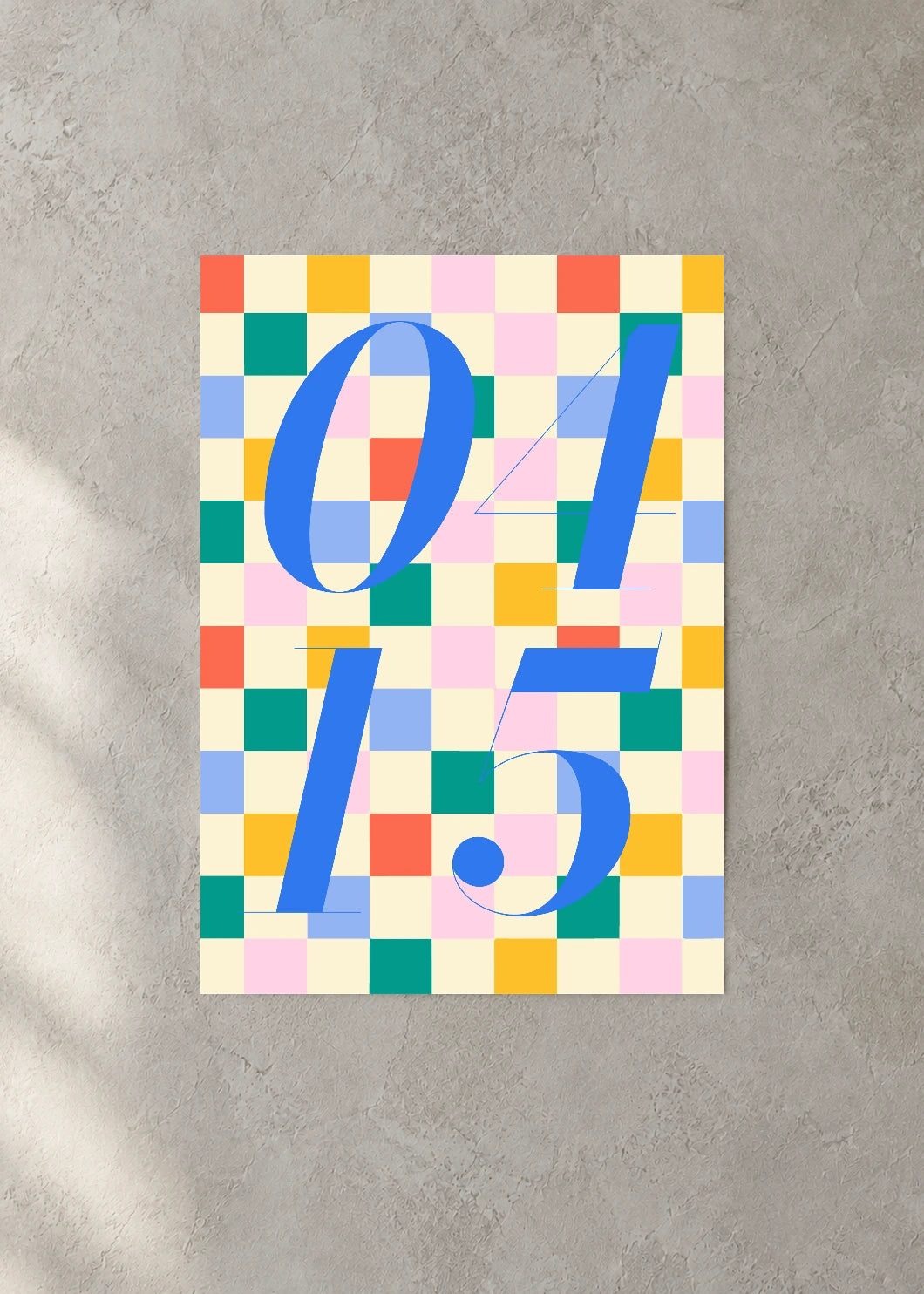 April 15 DAYMARK Poster — Blue Mosaic — concrete wall