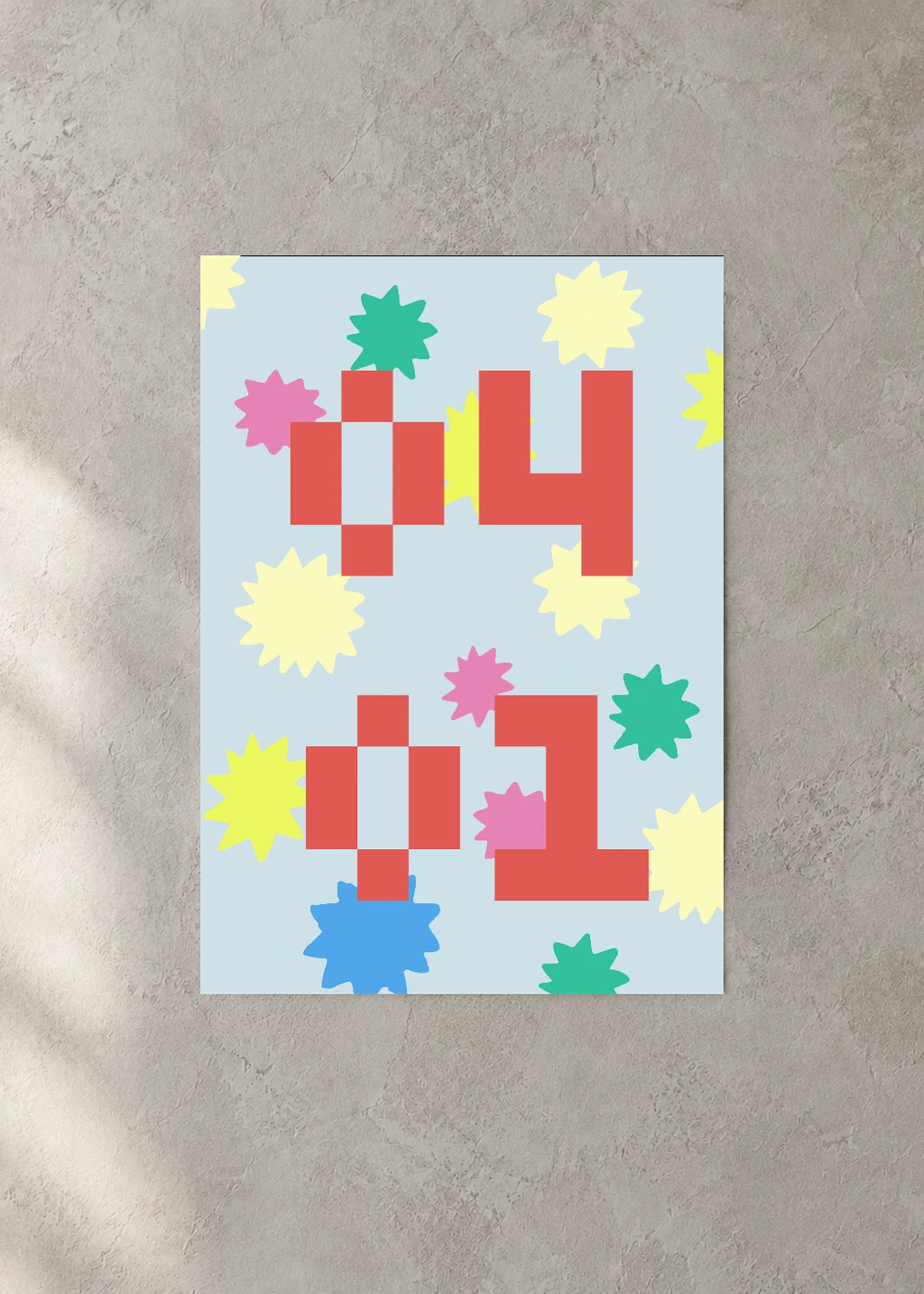 April 1 DAYMARK Poster — Spring Pixels — concrete wall