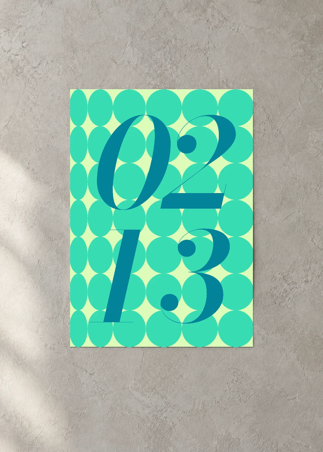 February 13 DAYMARK Poster — Aqua Drops — concrete wall