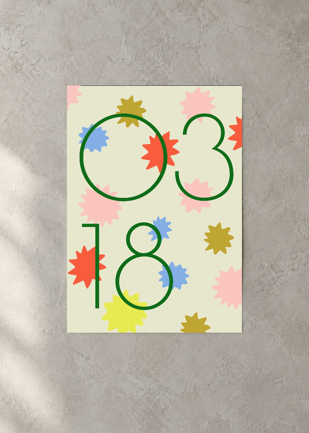 March 18 DAYMARK Poster — Star Scatter — concrete wall