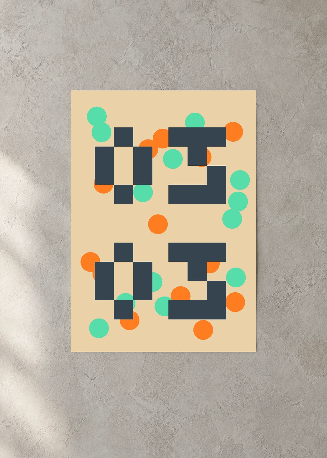 March 3 DAYMARK Poster — Teal Modules — concrete wall