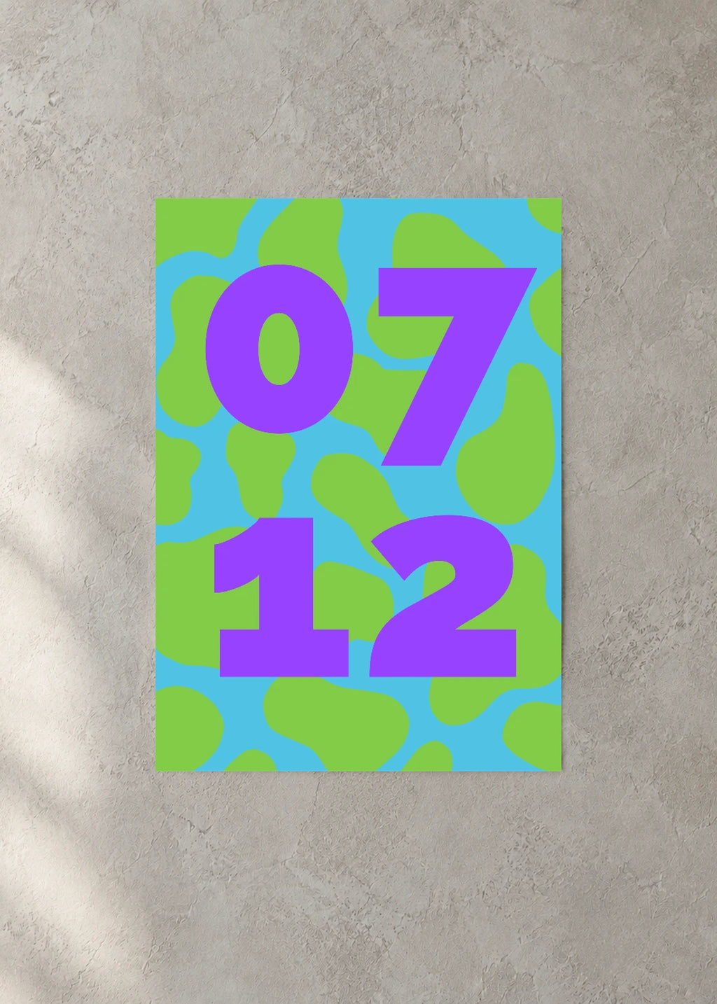 July 12 DAYMARK Poster — Violet Shapes — concrete wall