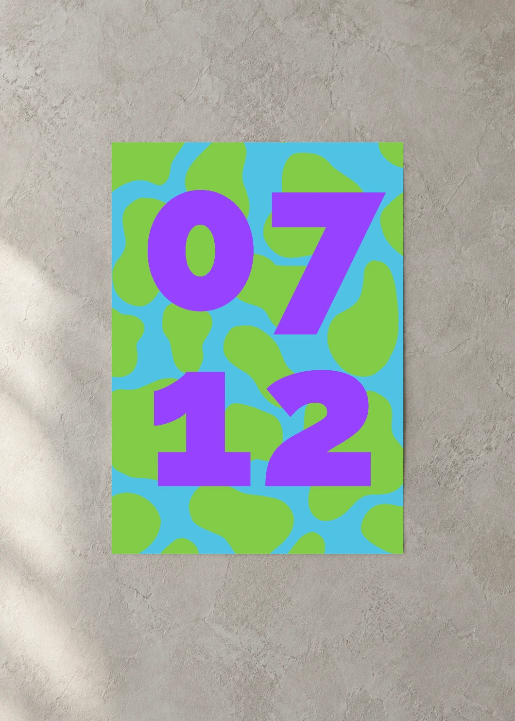 July 12 DAYMARK Poster — Violet Shapes — concrete wall
