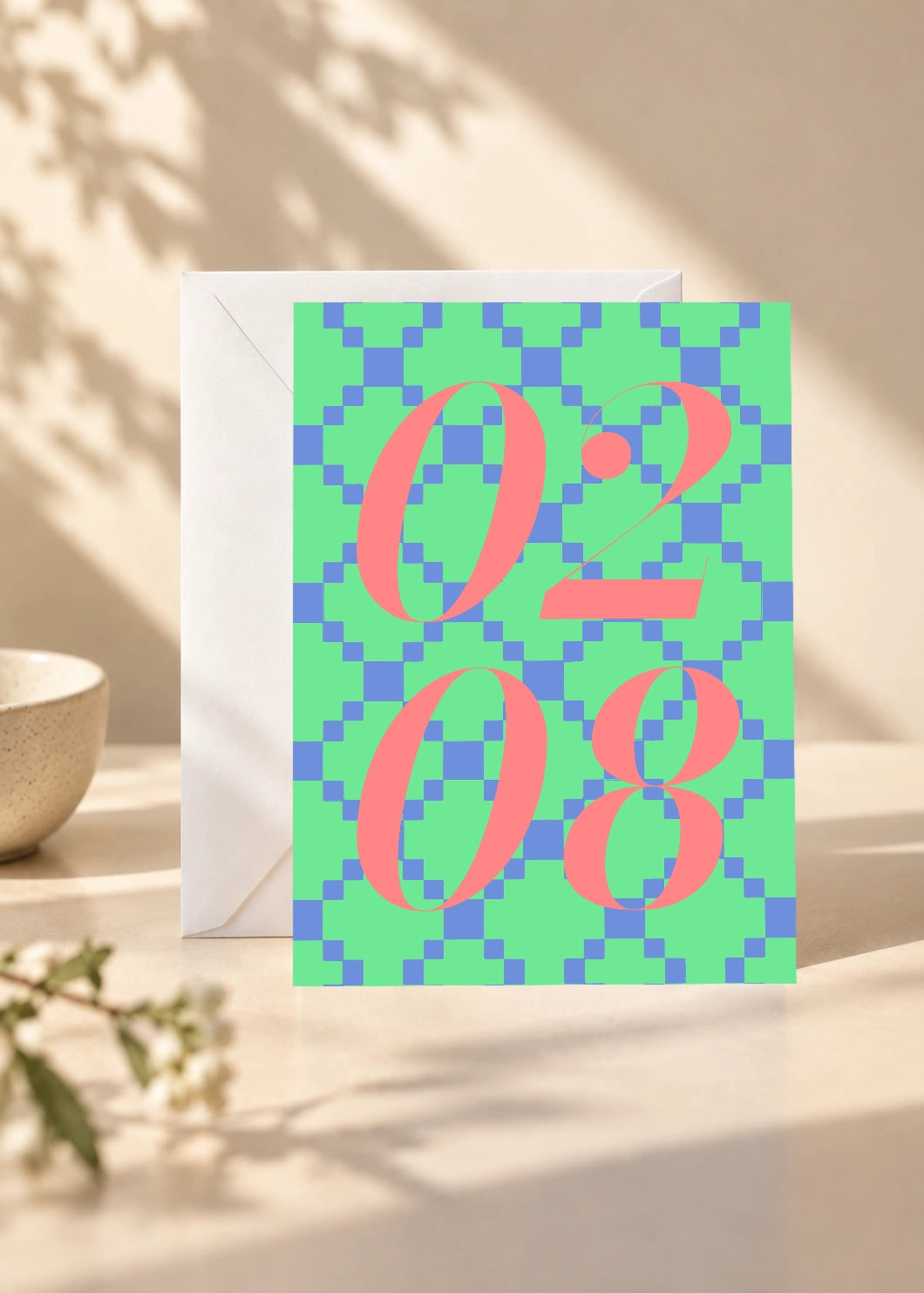 February 8 DAYMARK card — Pixel Bloom — scene 1
