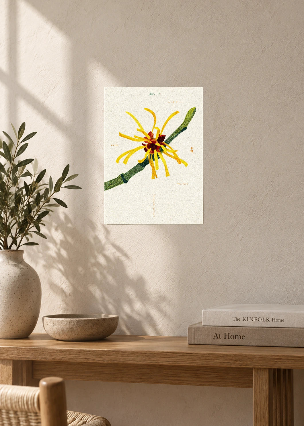 January 13 Birth Flower Poster — Japanese Witch Hazel — furniture