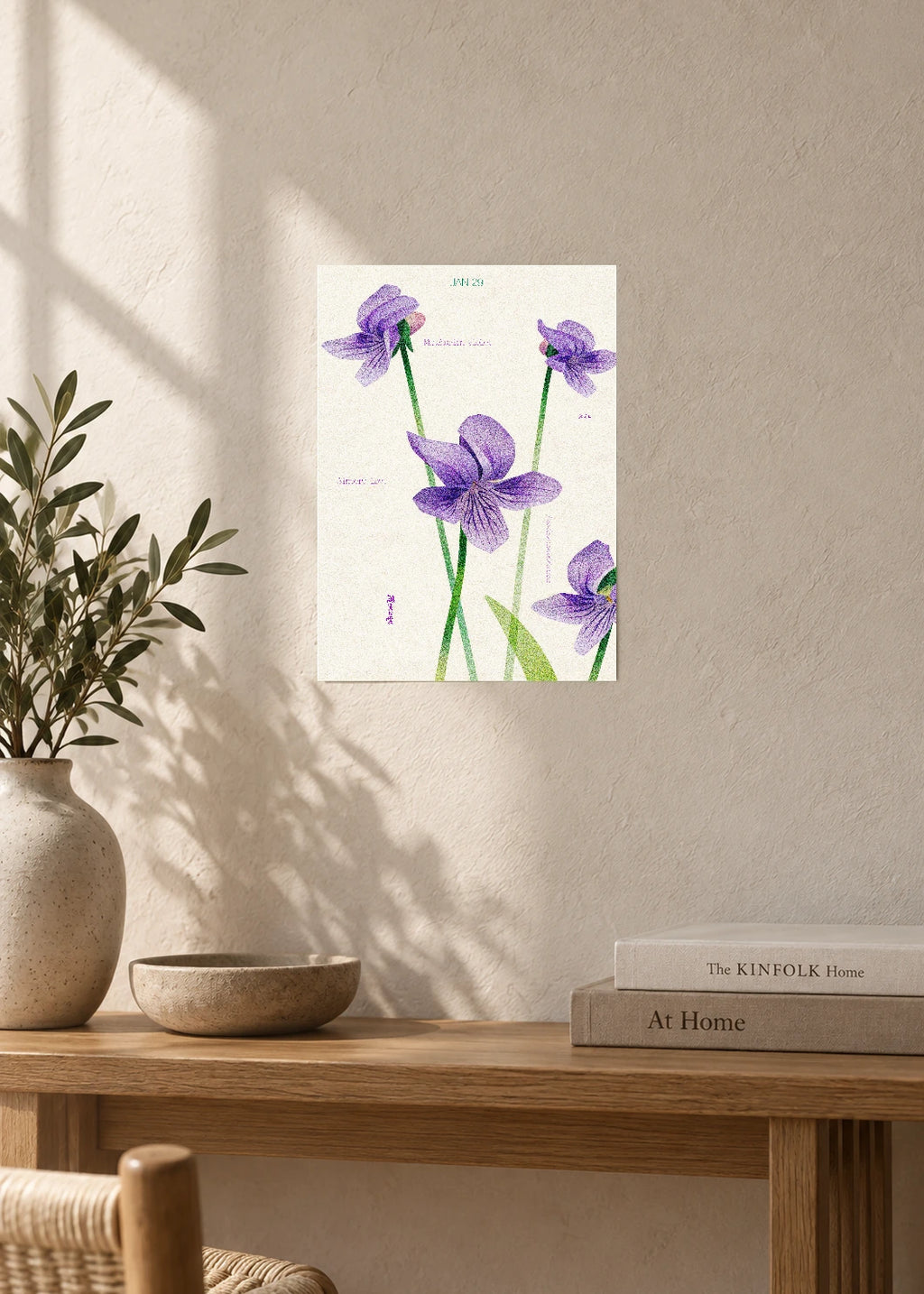 January 29 Birth Flower Poster — Manchurian Violet — furniture