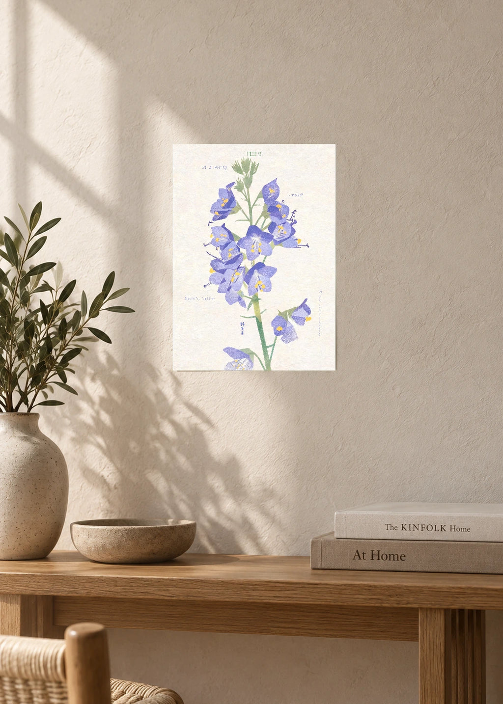 February 8 Birth Flower Poster — Japanese Jacob's Ladder — furniture