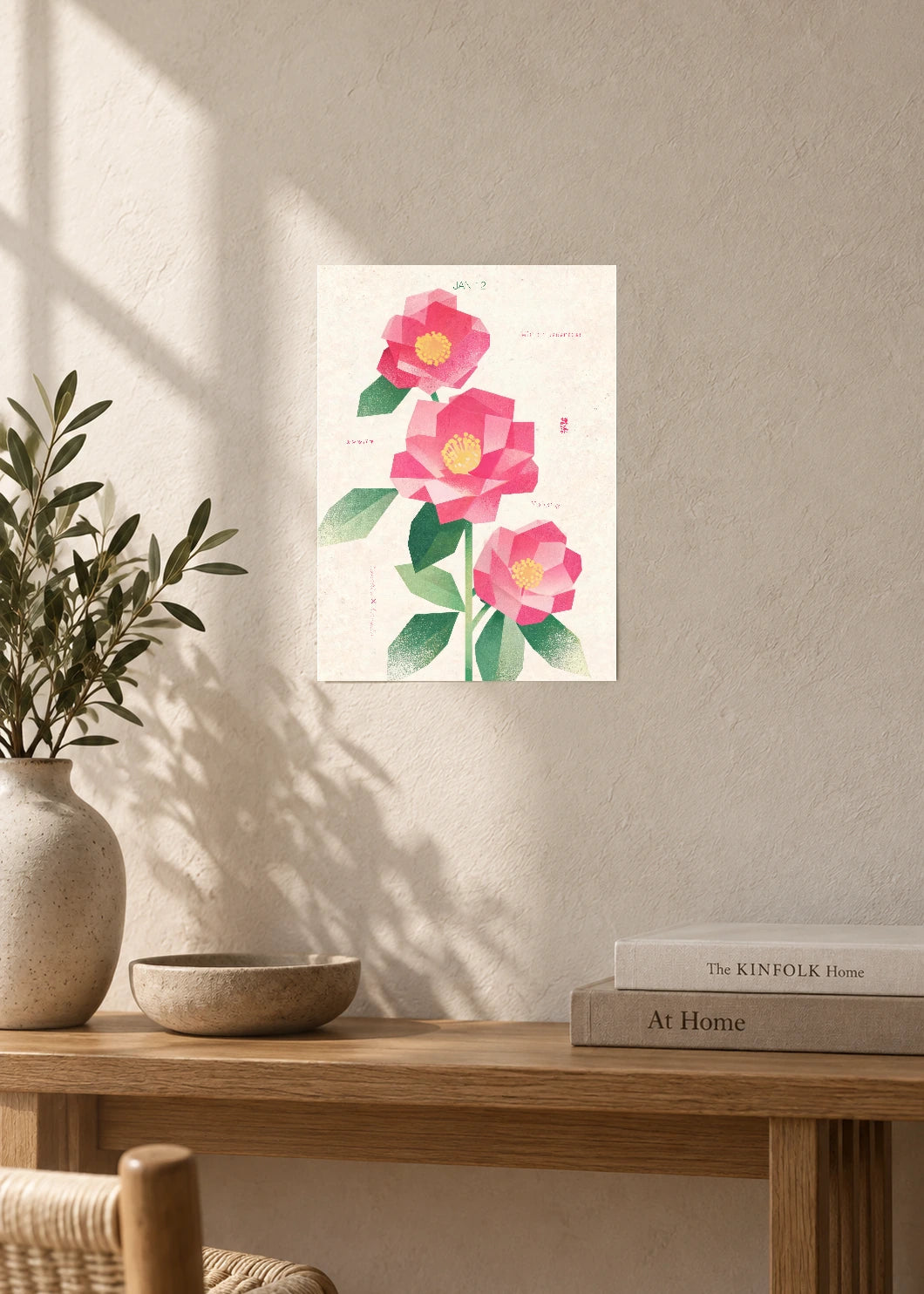 January 12 Birth Flower Poster — Winter Sasanqua — furniture