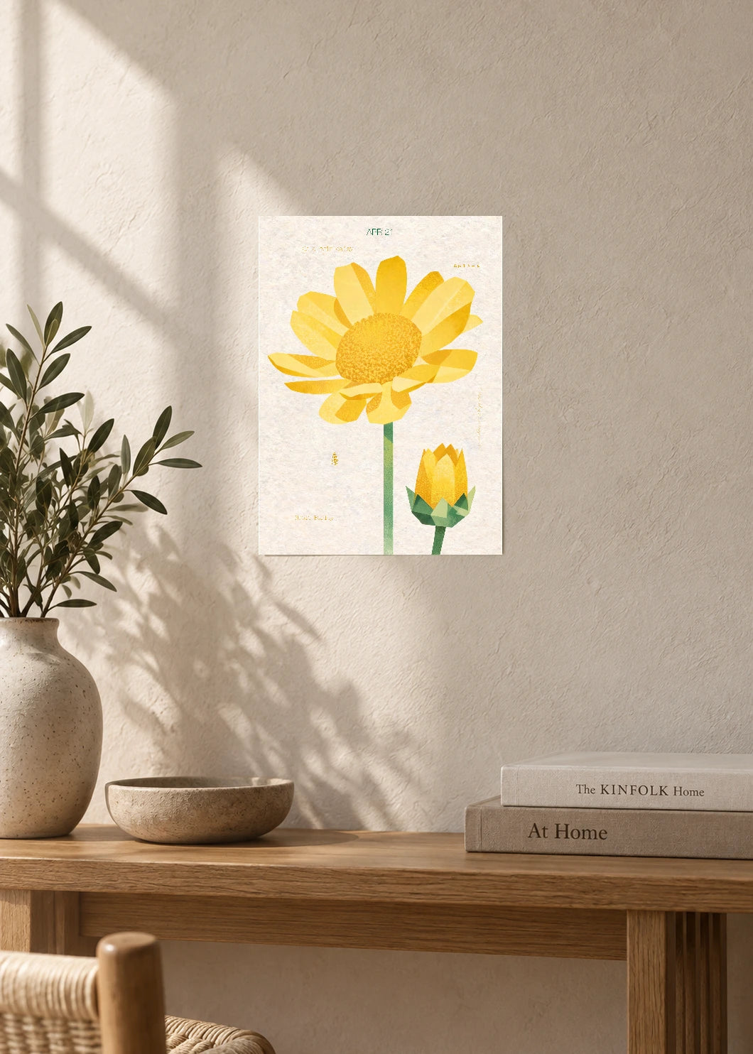 April 21 Birth Flower Poster — Gold Coin Daisy — furniture