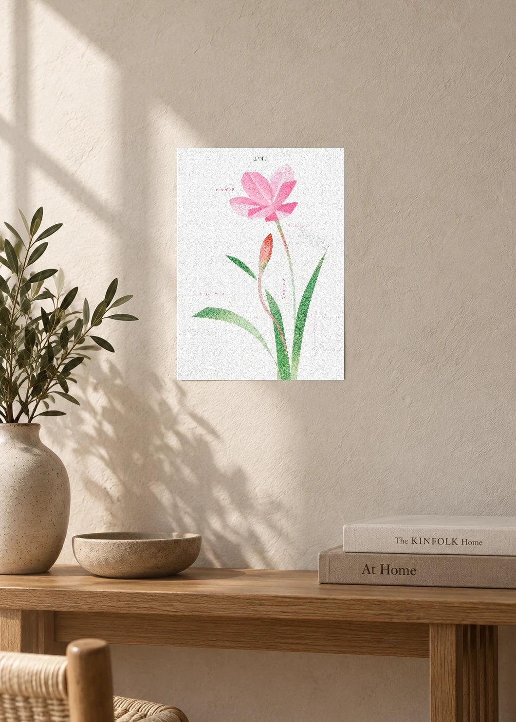 January 7 Birth Flower Poster — Red Star / Rhodohypoxis — furniture