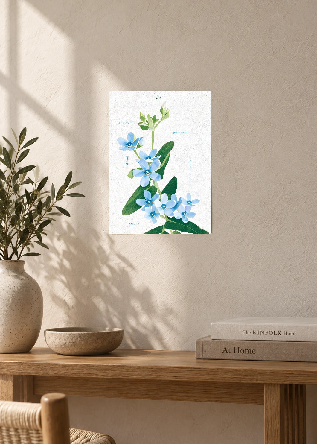 January 4 Birth Flower Poster — Blue Star — furniture