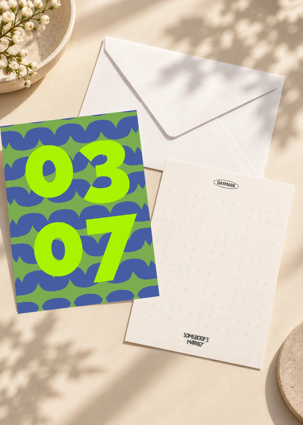 March 7 DAYMARK card — Green Waves — scene 2
