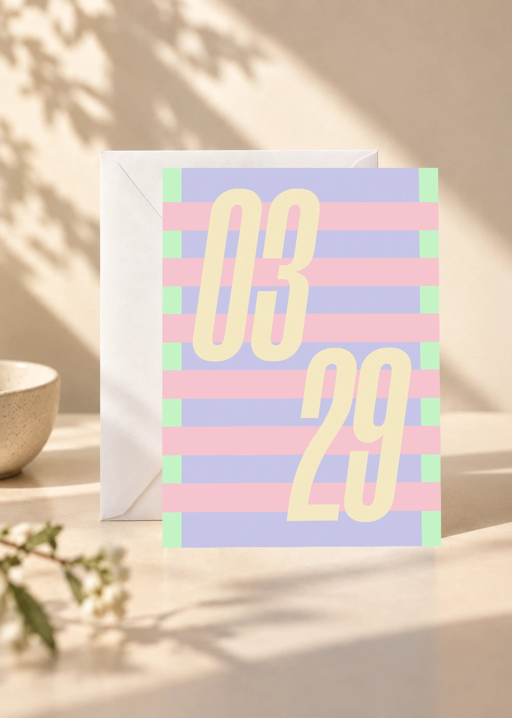 March 29 DAYMARK card — Pastel Bands — scene 1